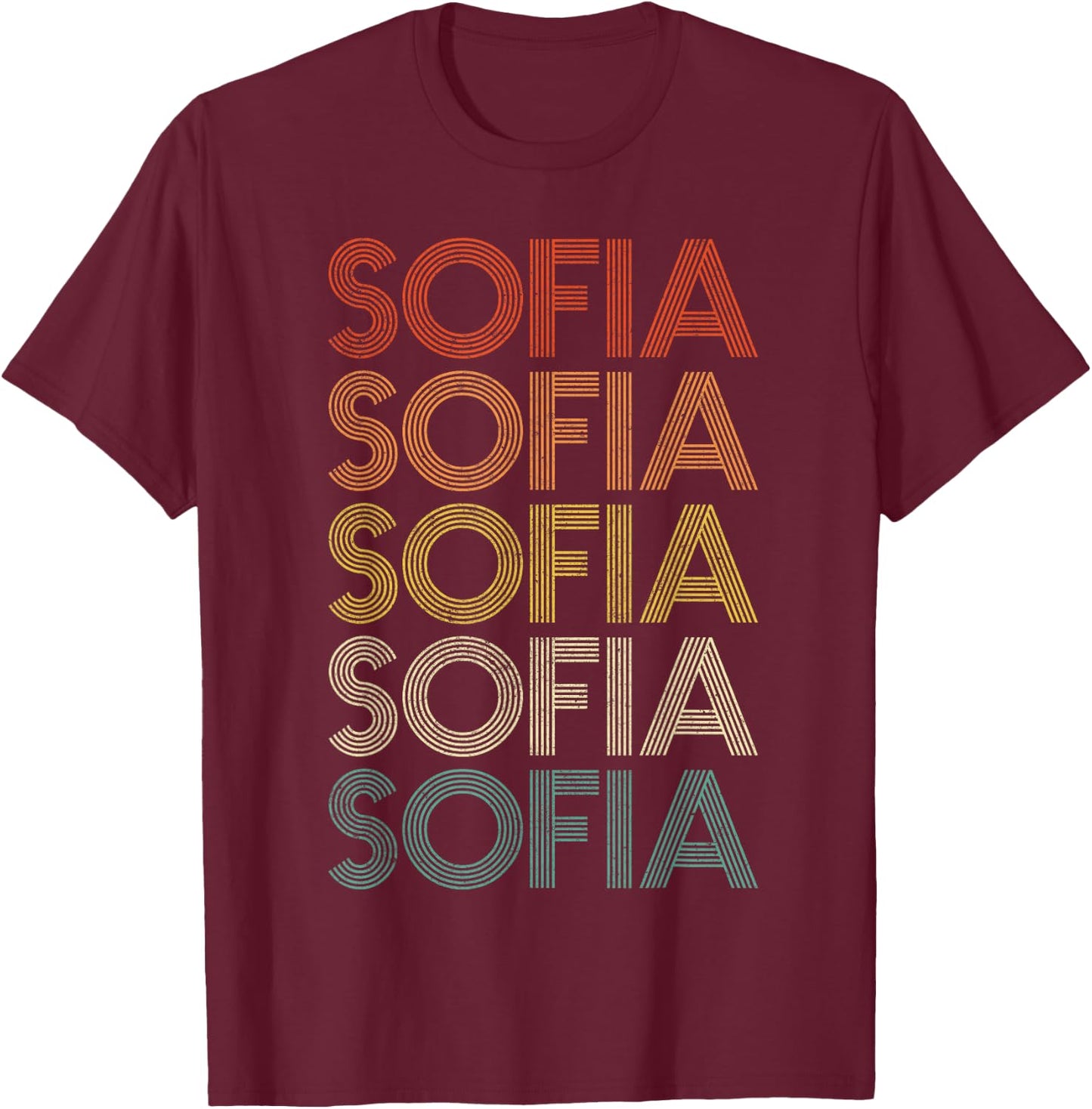 Sofia Vintage Retro T-Shirt - T-Shirt | Maroon