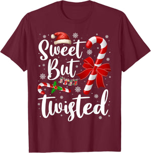 Candy Cane Lovers Christmas Sweet But Twisted Xmas Pajamas T-Shirt - T-Shirt | Maroon