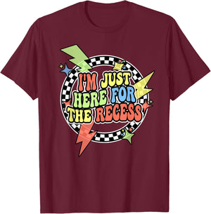 Retro Im Just Here For The Recess Shirt Recess Monitor Squad T-Shirt - T-Shirt | Maroon