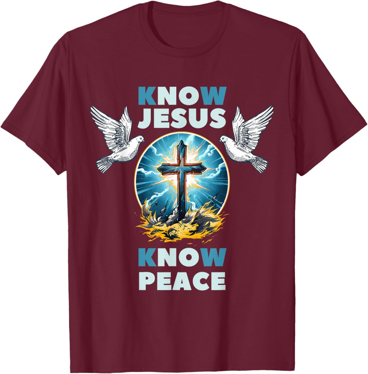 No Jesus No Peace Spiritually Focused Christianity T-Shirt - T-Shirt | Maroon