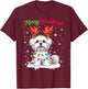 Christmas Pajamas Men Women Kids Maltese Dog Christmas T-Shirt - T-Shirt | Maroon