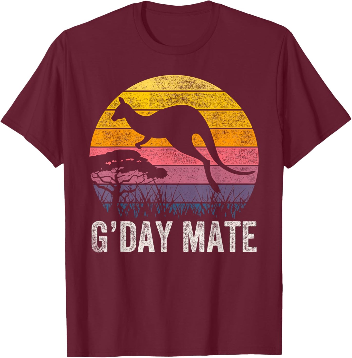 Australia G'Day Mate Shirt Funny Kangaroo Australian Symbol T-Shirt - T-Shirt | Maroon