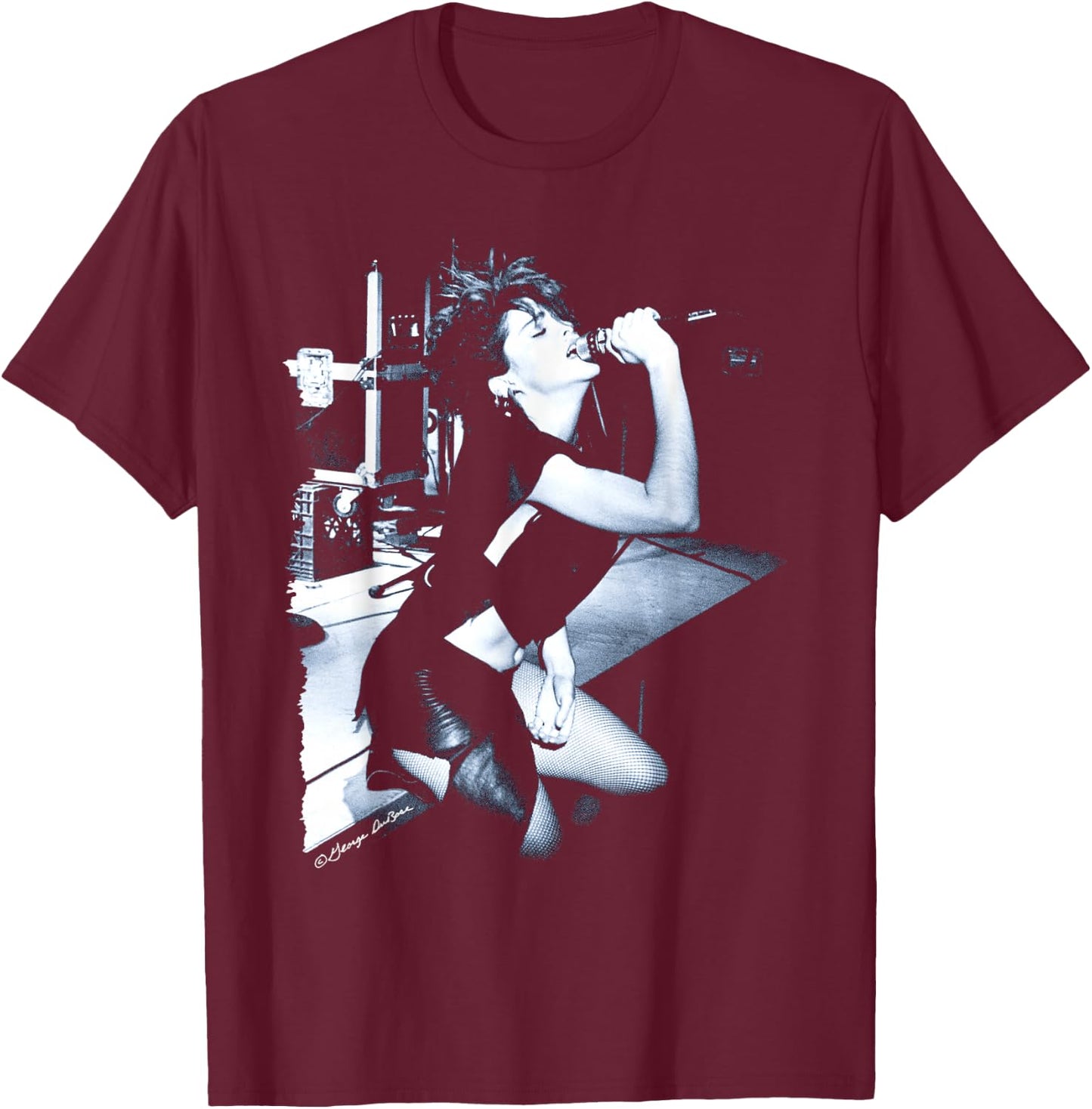 Madonna Early Live Performance B&W Photo By George DuBose T-Shirt - T-Shirt | Maroon
