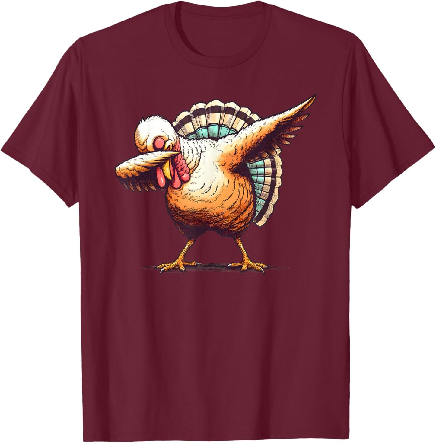 Funny Dabbing Turkey Thanksgiving Day Pilgrim Boys Girls Dab T-Shirt - T-Shirt | Maroon