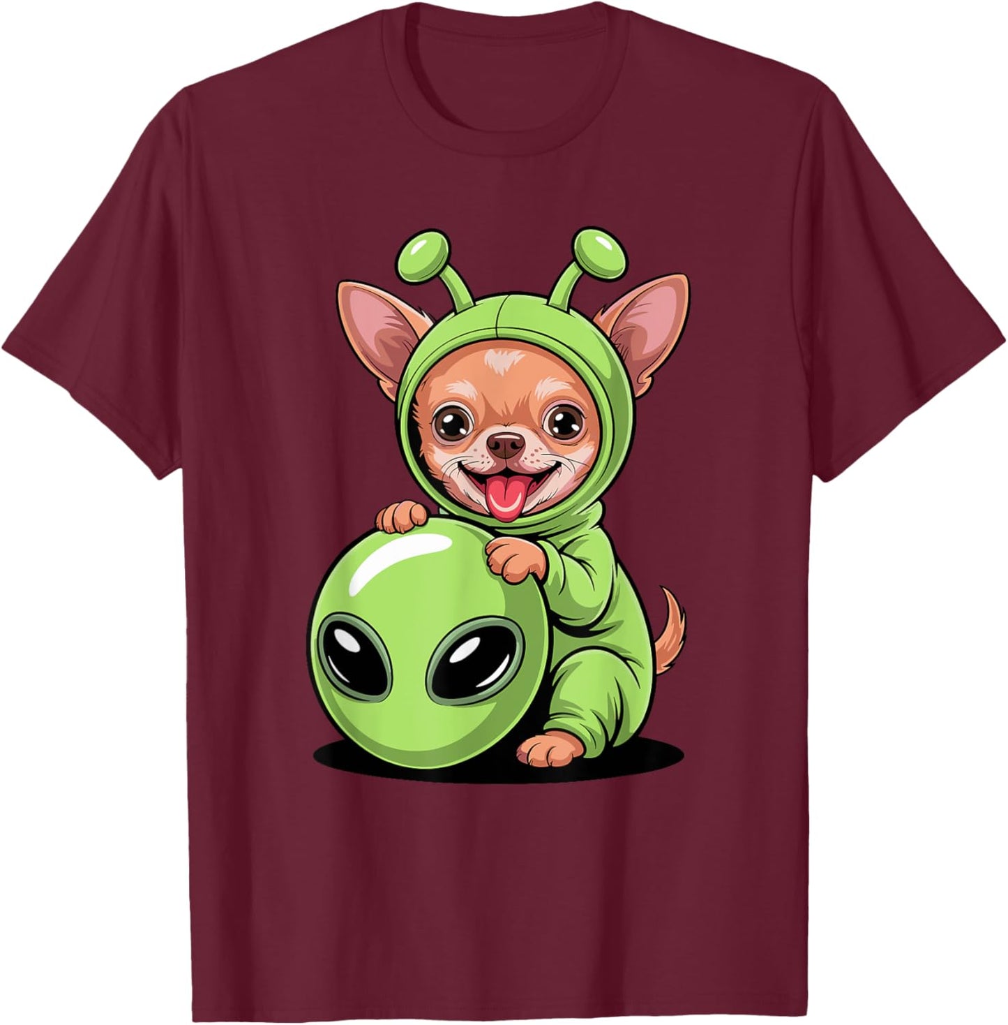 Alien Costume Chihuahua Chihuahuas Chi T-Shirt - T-Shirt | Maroon