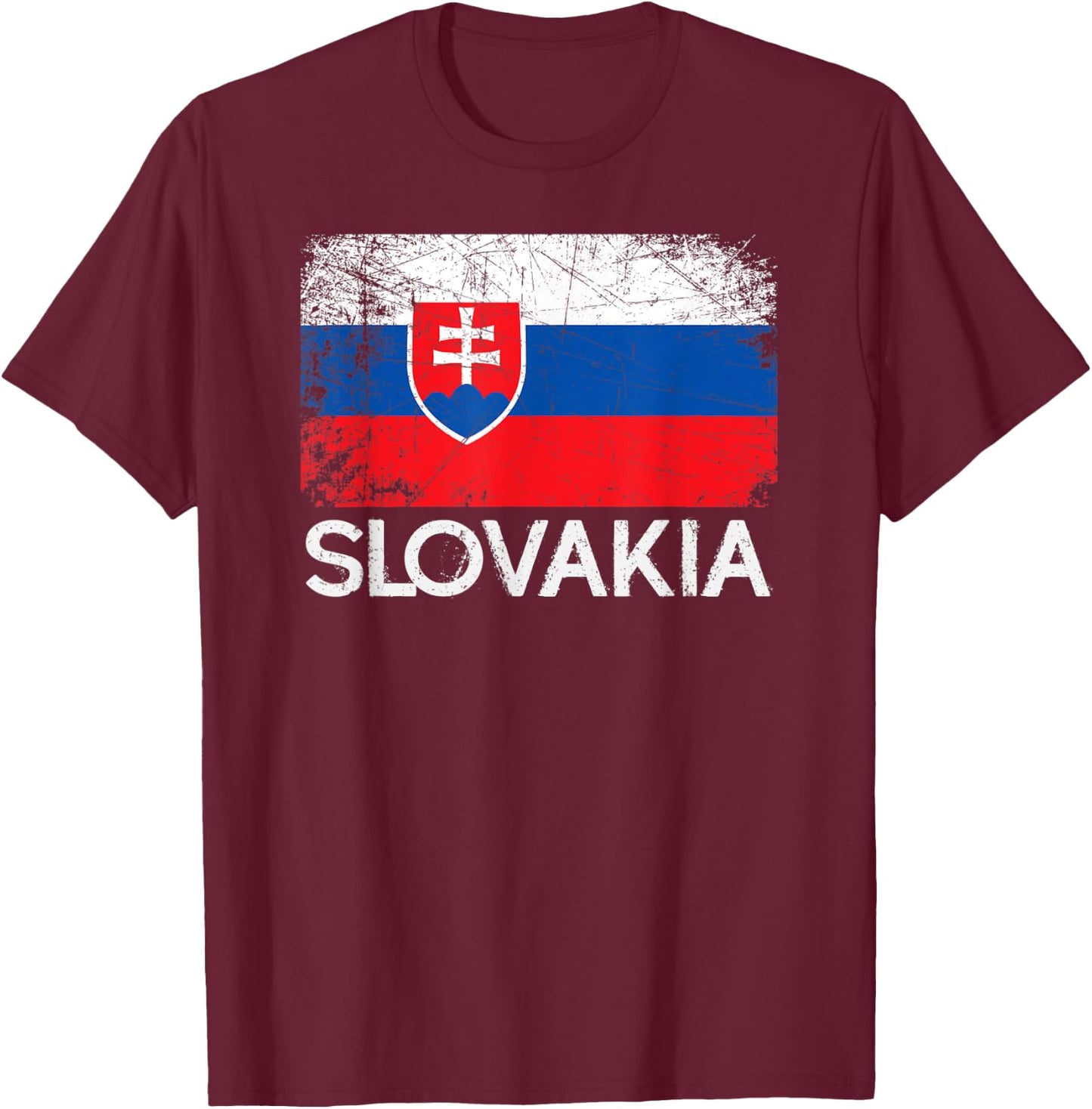 Slovak Flag | Vintage Made In Slovakia Gift T-Shirt - T-Shirt | Maroon