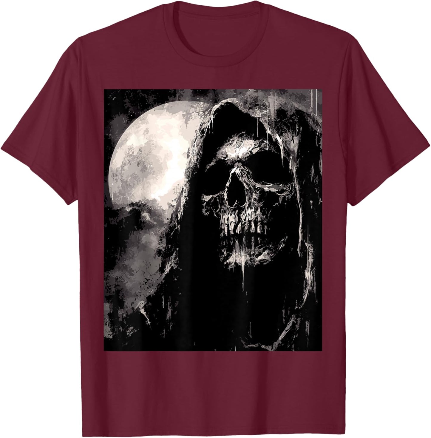 Grim reaper Dark Goth Aesthetic Biker Tattoo Death Angel T-Shirt - T-Shirt | Maroon