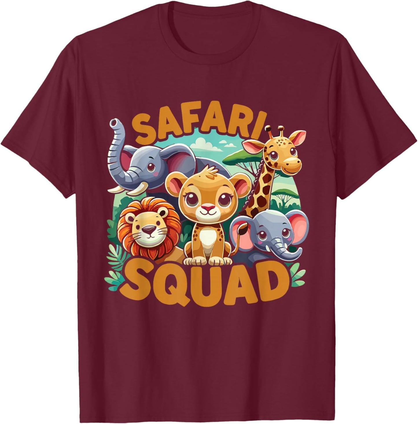 Safari Squad Animals Wildlife Africa T-Shirt - T-Shirt | Maroon