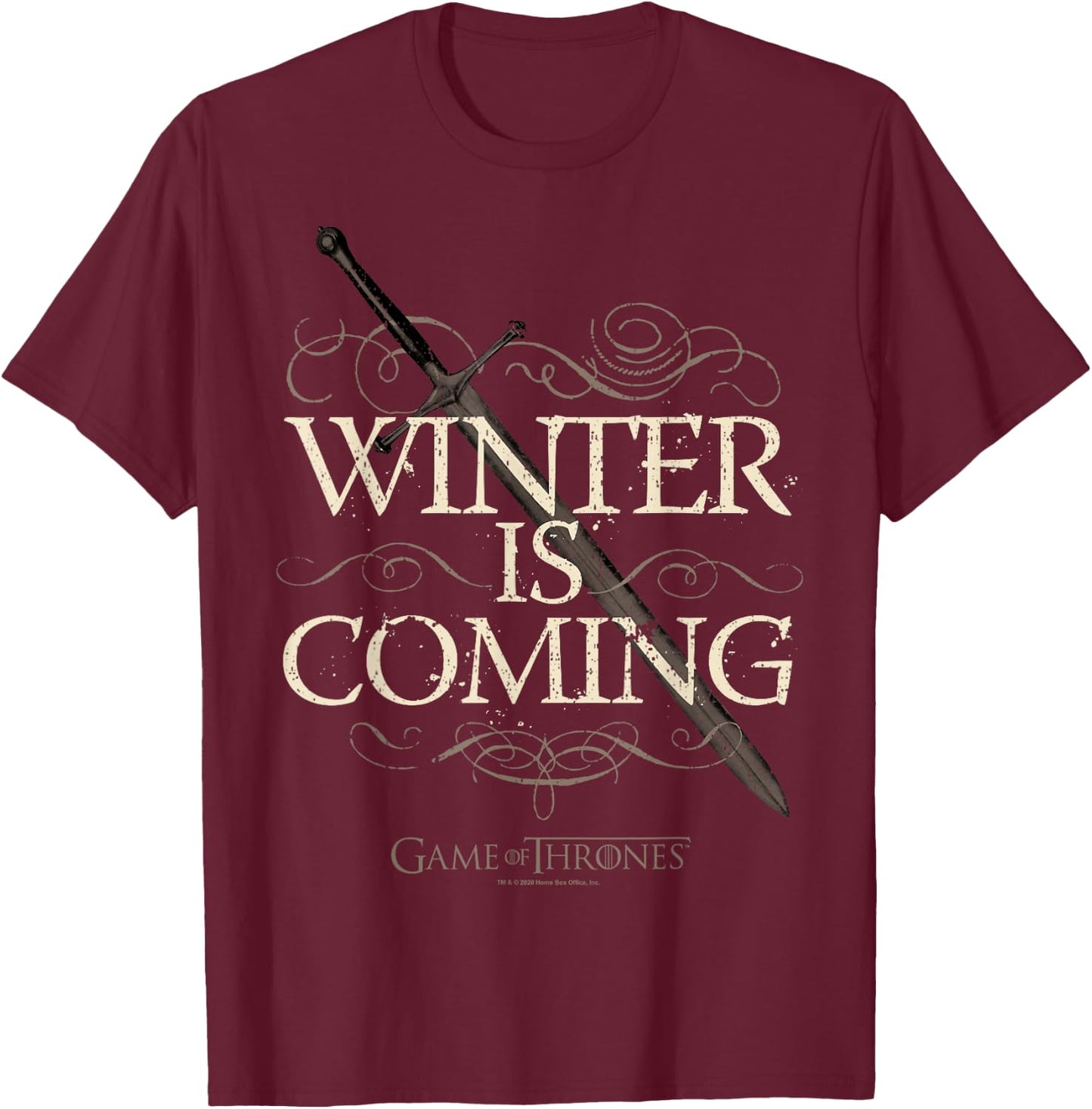 Game Of Thrones Winter Is Coming Text T-Shirt - T-Shirt | Maroon