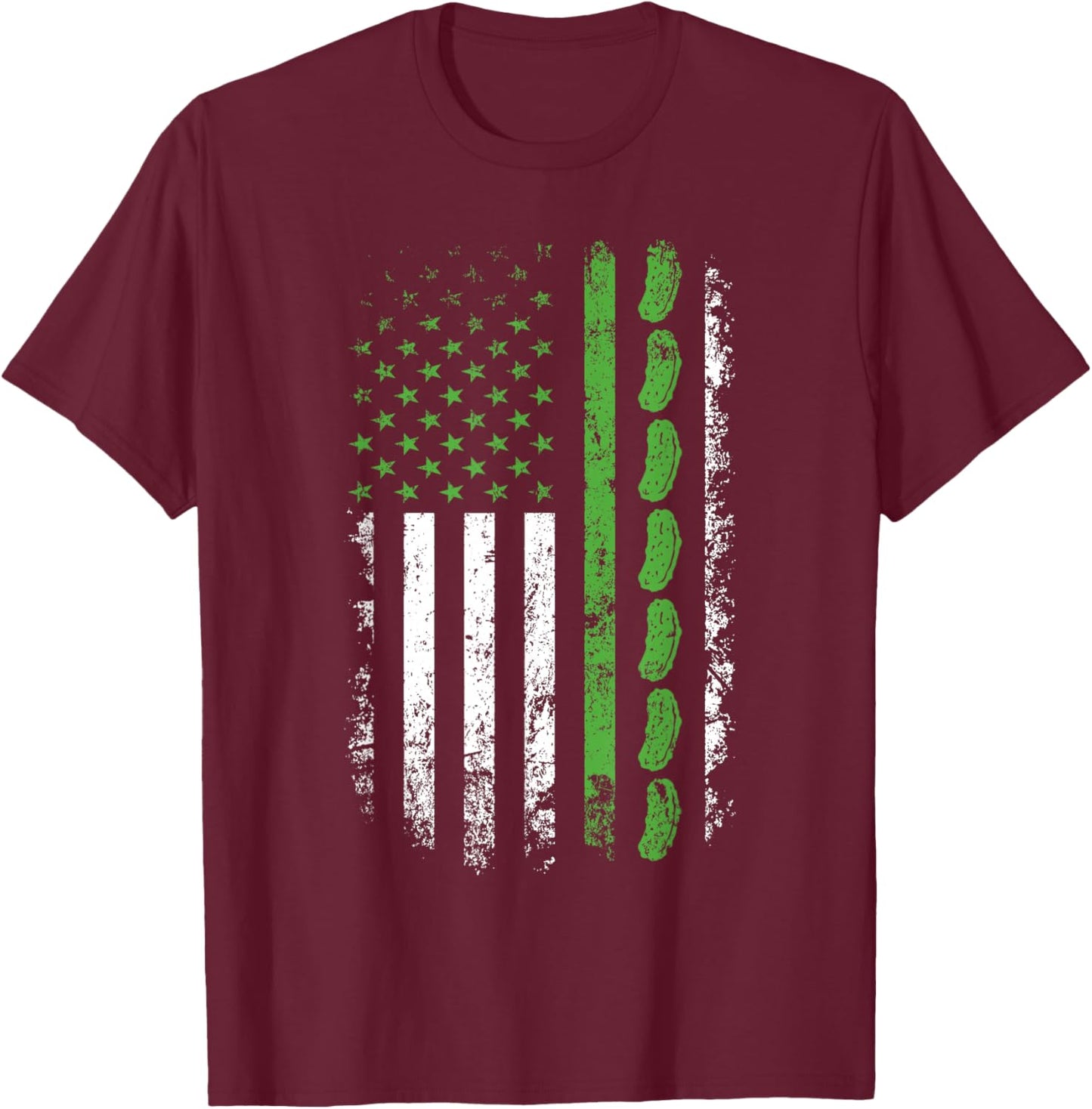 Pickle Cucumber US American Flag for Pickle Lovers Men Women T-Shirt - T-Shirt | Maroon