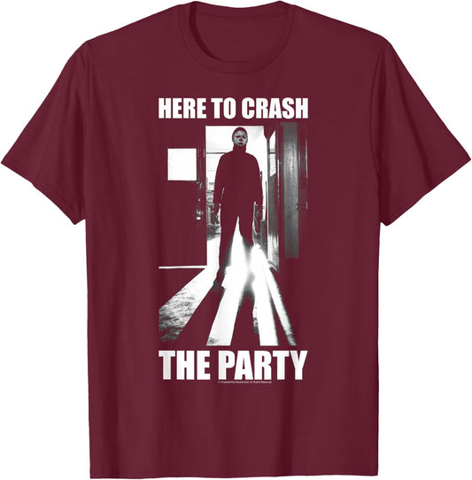 Halloween Michael Myers Here to Crash The Party Small T-Shirt - T-Shirt | Maroon