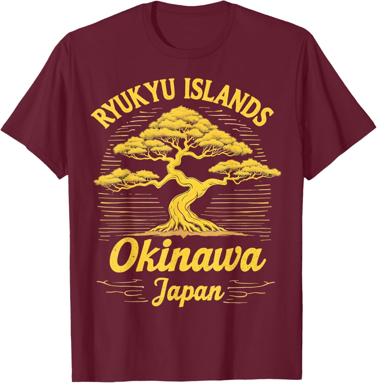 Ryukyu Islands Okinawa Japan Bonsai Art T-Shirt - T-Shirt | Maroon