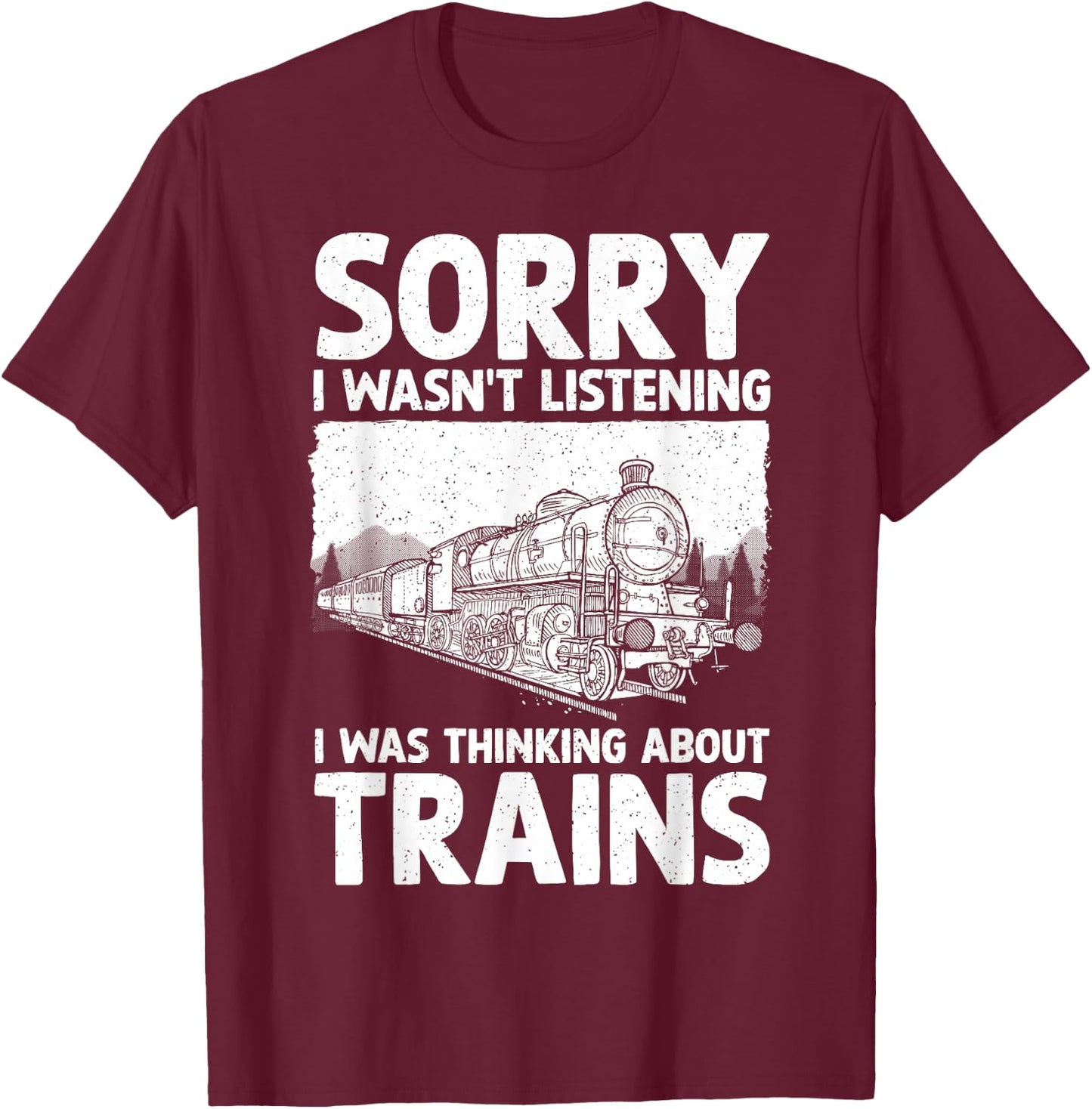 Cool Train Art Women Railroad Crossing Train Lovers T-Shirt - T-Shirt | Maroon