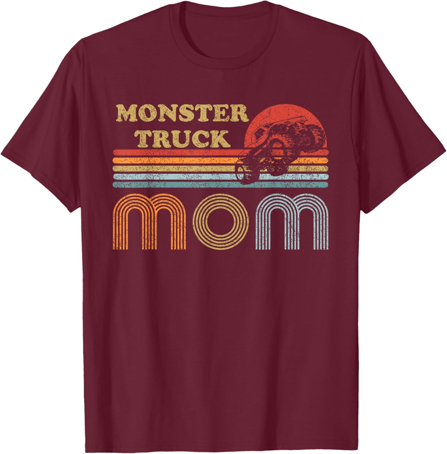 Monster Truck Mom Shirt Vintage Sunset Retro Horizon Lines T-Shirt - T-Shirt | Maroon