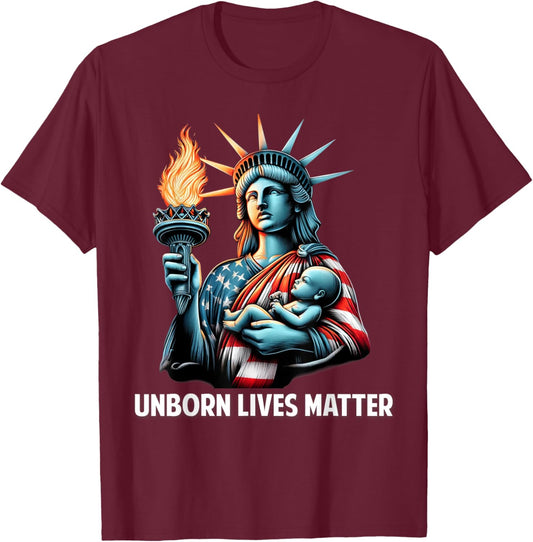 Patriotic American Unborn Lives Matter Pro-Life Catholic Men T-Shirt - T-Shirt | Maroon