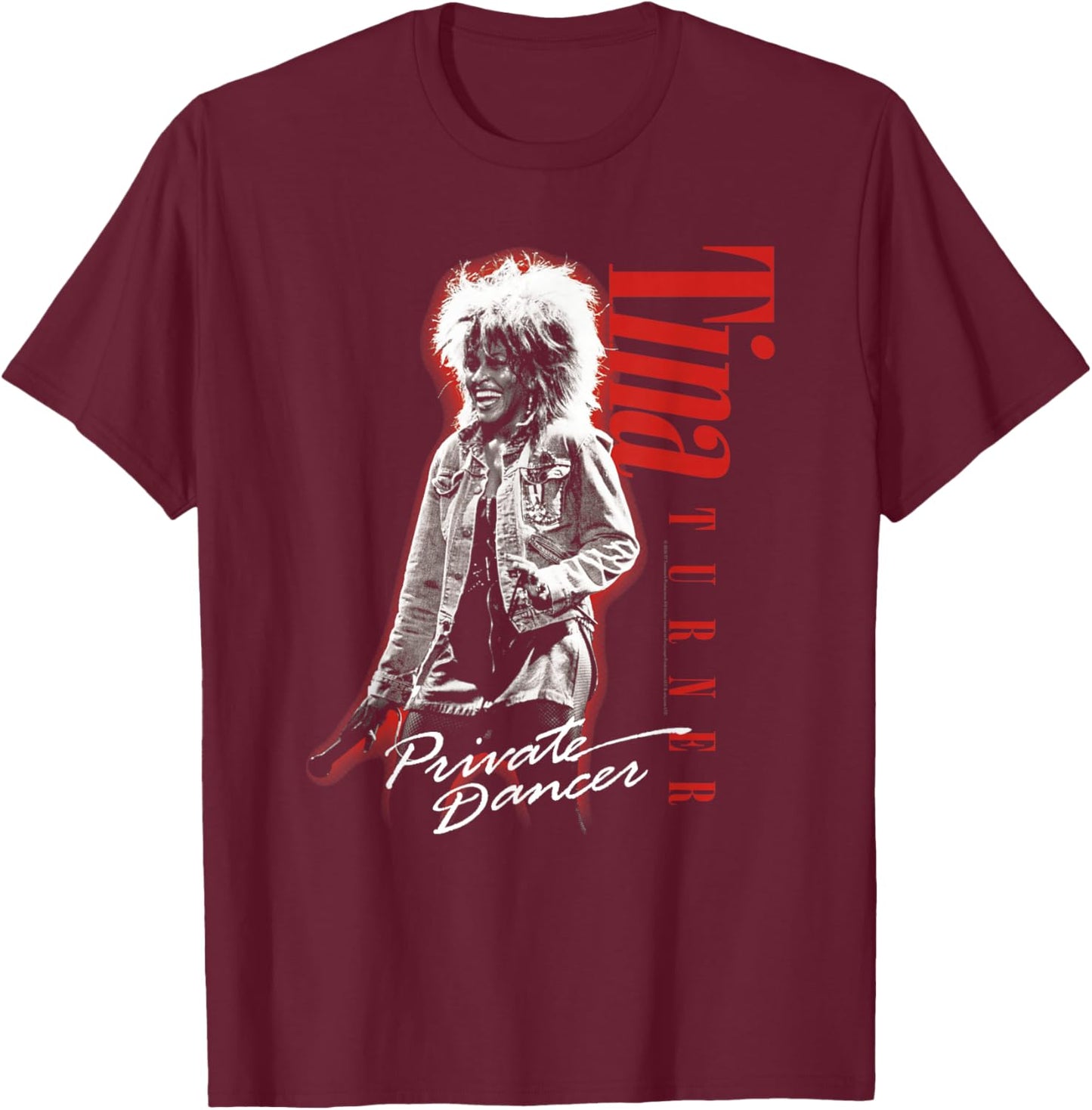 Tina Turner Private Dancer Red Glow T-Shirt - T-Shirt | Maroon