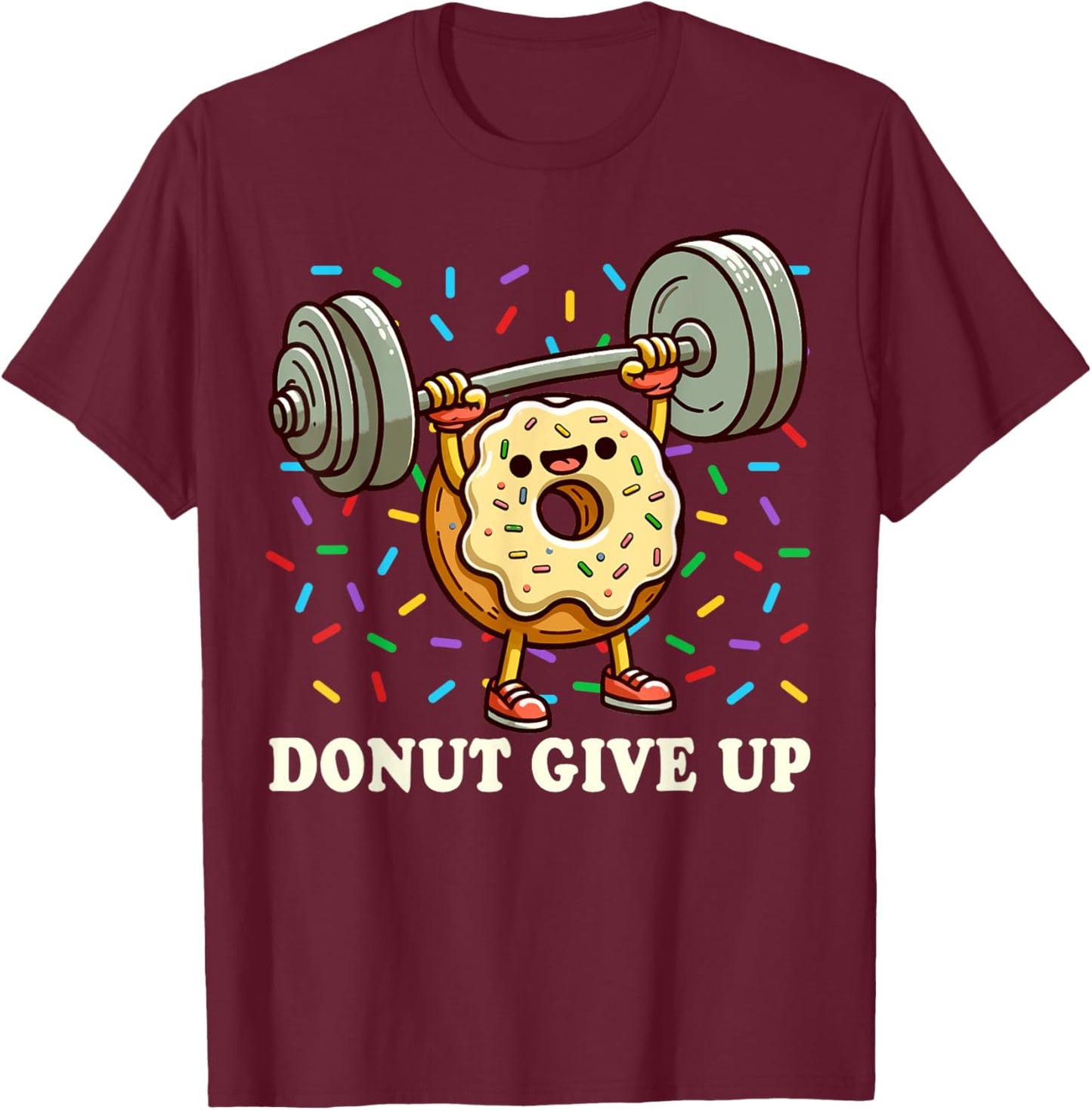 Weightlifting - Funny Fitness Workout Gym Donut Lover T-Shirt - T-Shirt | Maroon