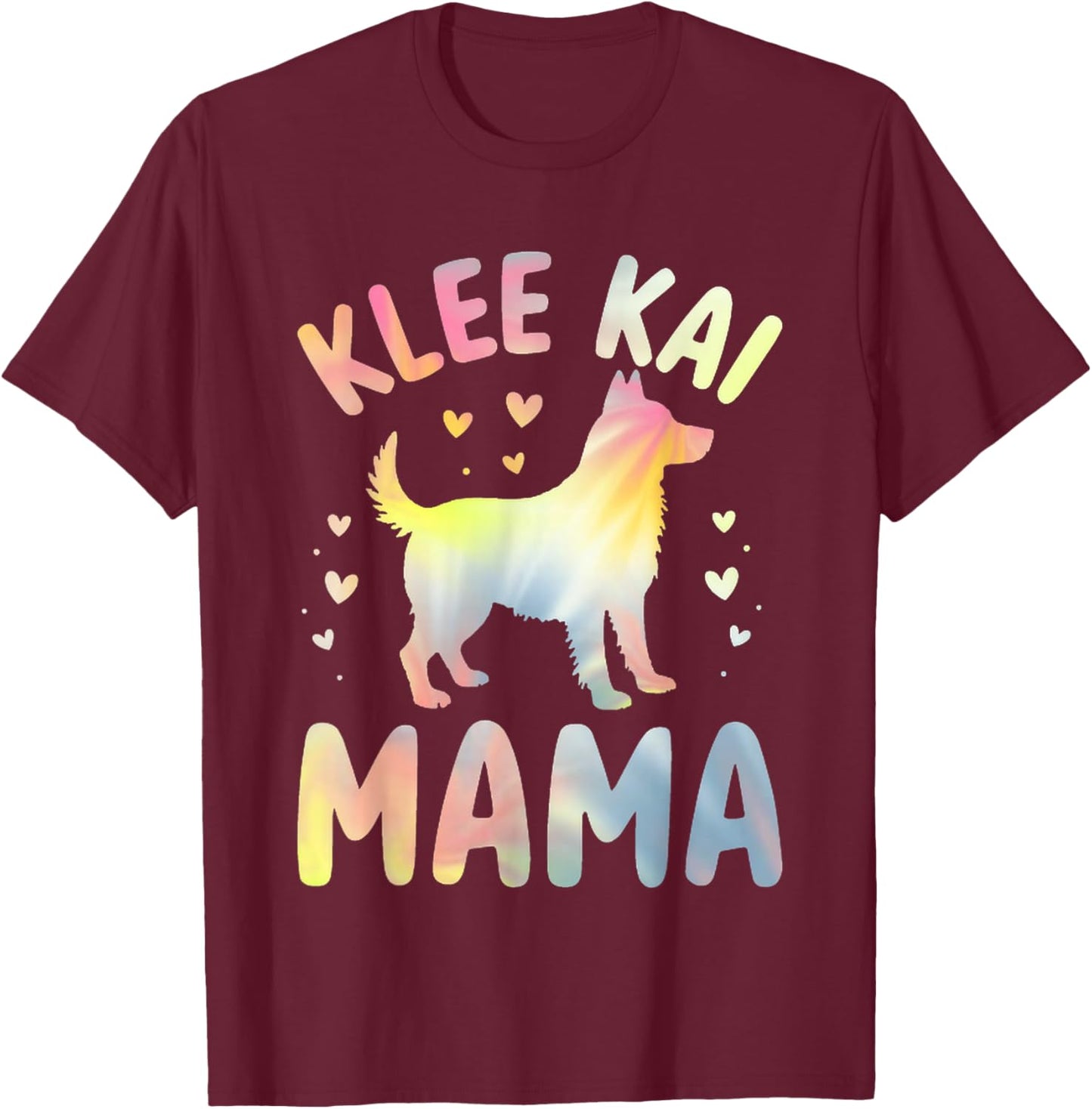 That says Klee Kai Mama - Dog Lover Pastel Design T-Shirt - T-Shirt | Maroon