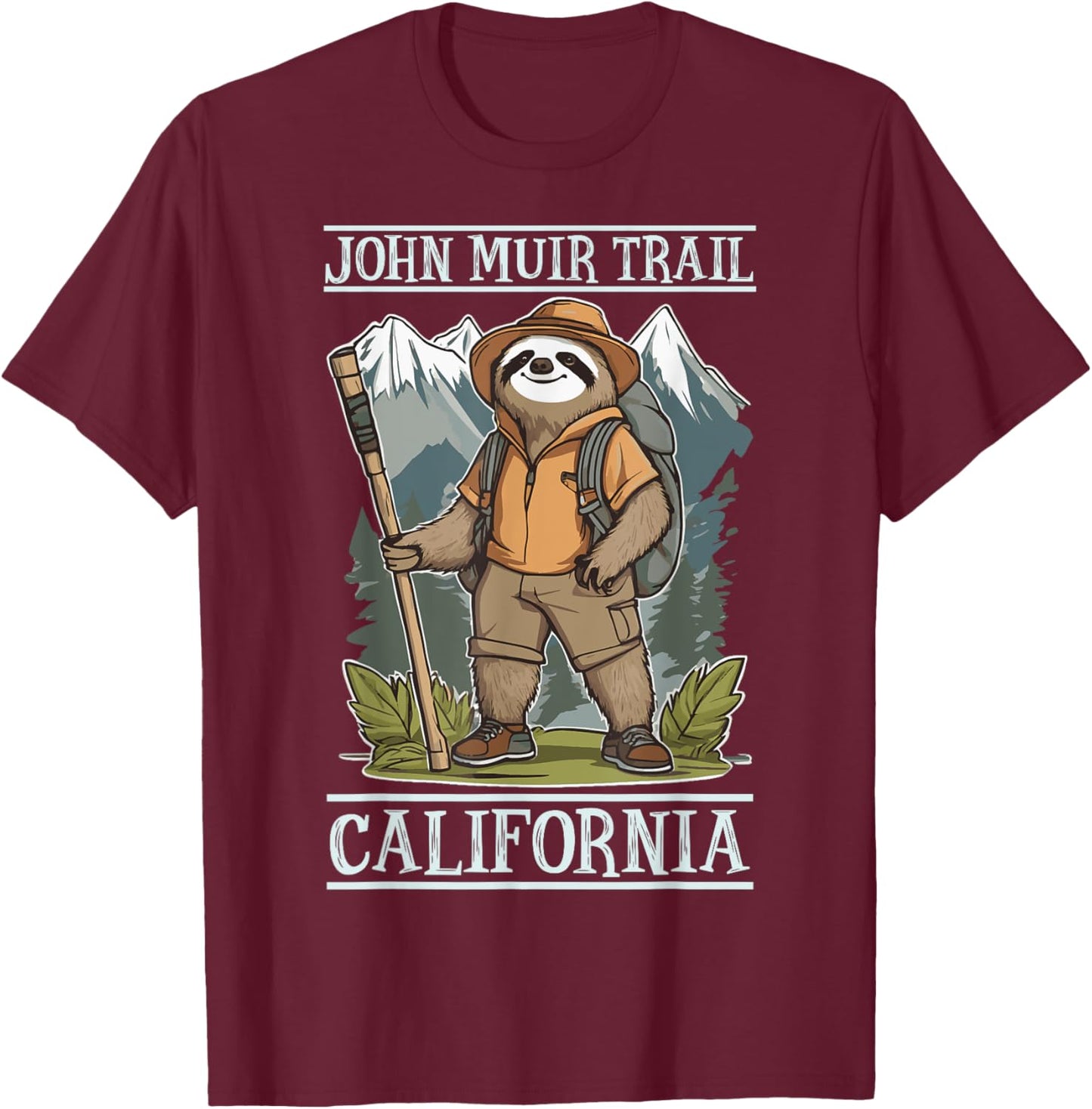 California Hiking Trail John Muir Trail Souvenir Nature Fan T-Shirt - T-Shirt | Maroon
