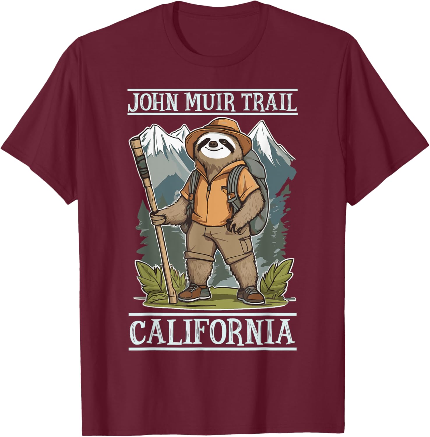California Hiking Trail John Muir Trail Souvenir Nature Fan T-Shirt - T-Shirt | Maroon
