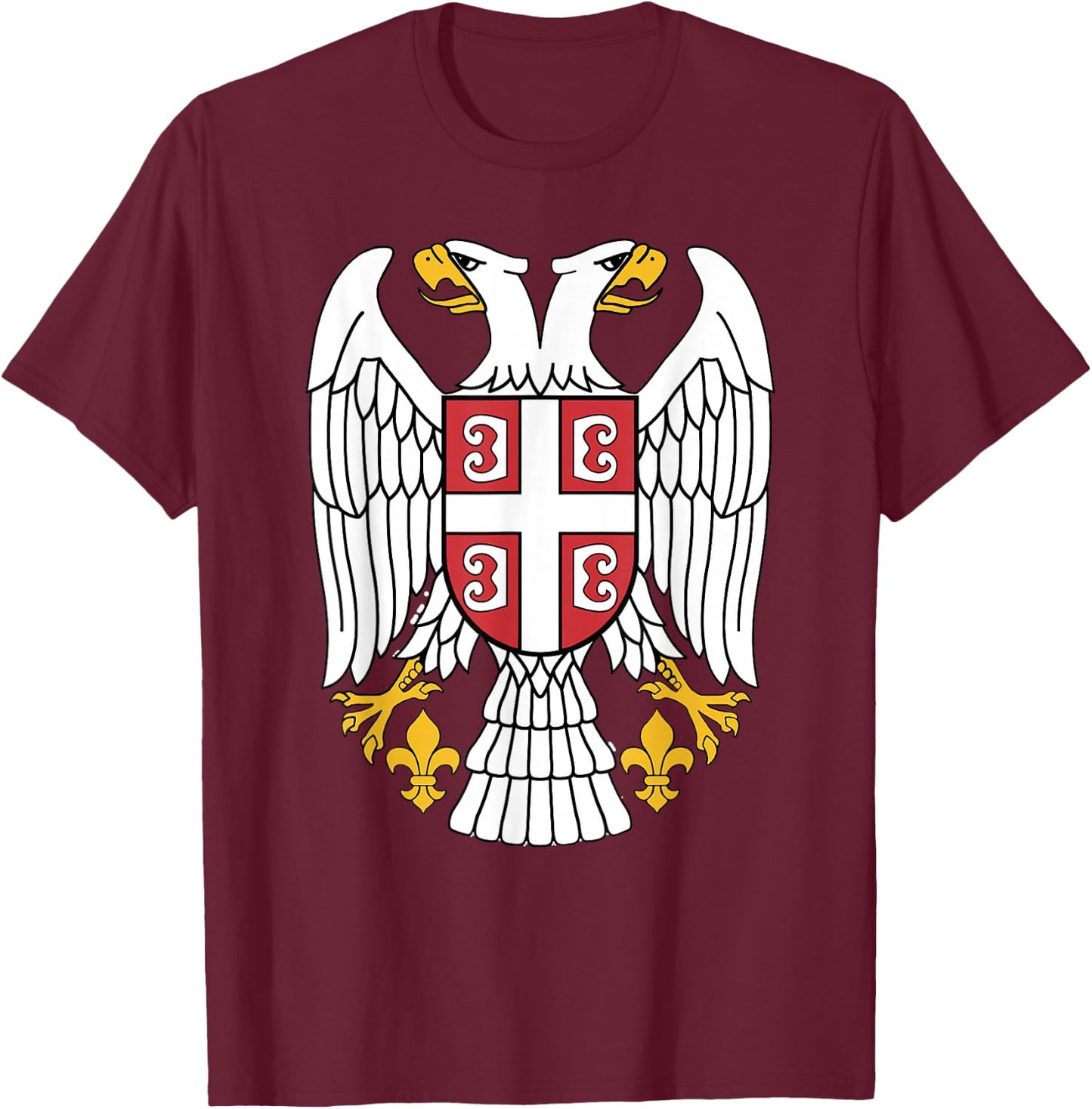 Serbian Eagle srpski Grb Emblem Serbia double-headed eagle T-Shirt - T-Shirt | Maroon