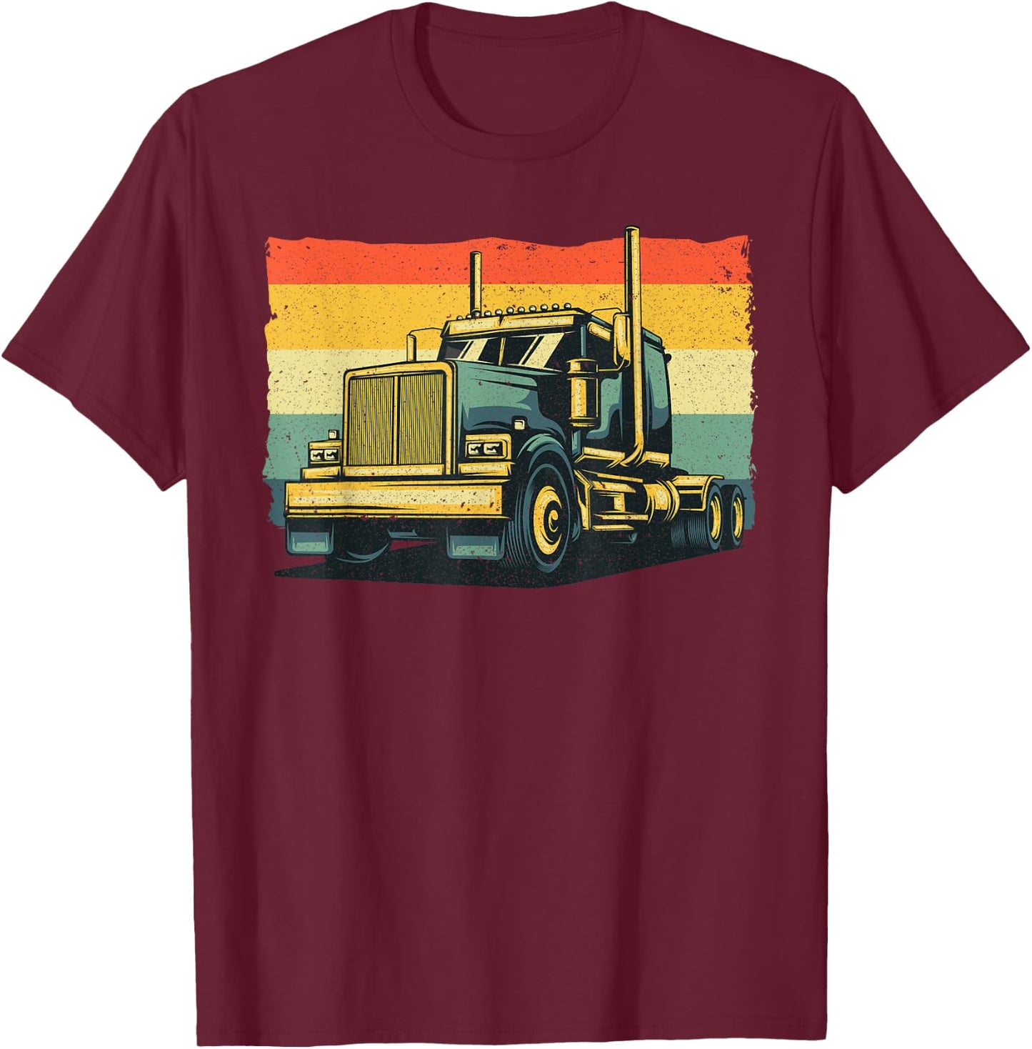 Vintage Trucker Art Women Kids Trucking Truck Driver T-Shirt - T-Shirt | Maroon