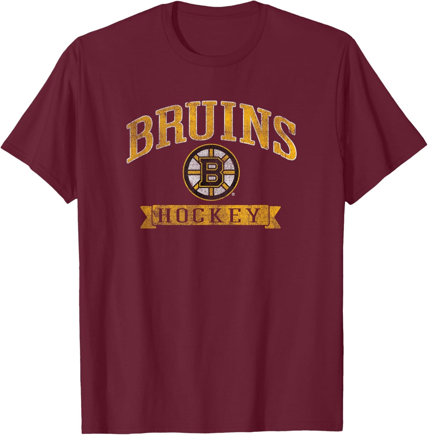Boston Bruins Vintage Hockey Dark Heather T-Shirt - T-Shirt | Maroon