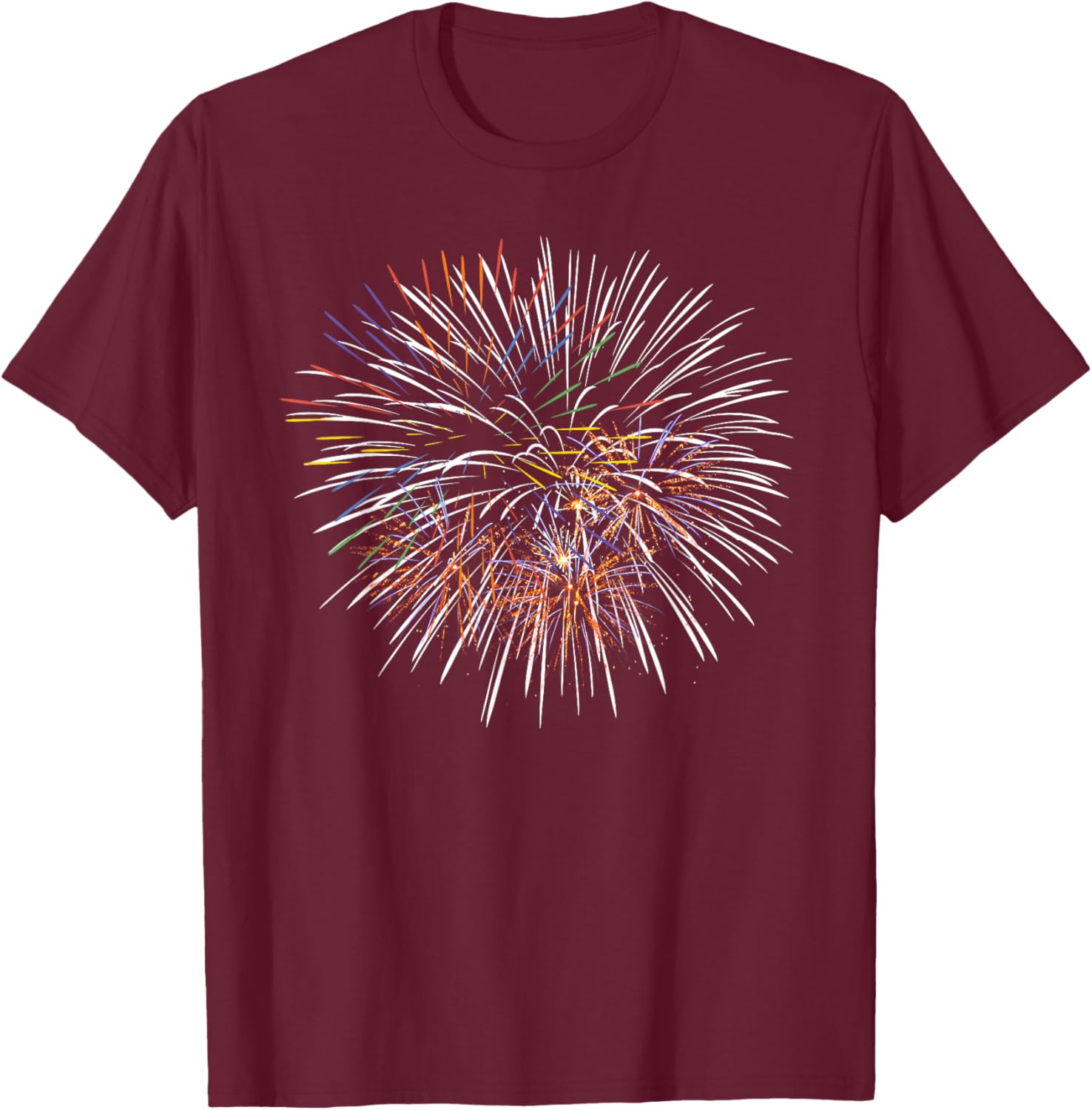 Fireworks Watercolor T-Shirt - T-Shirt | Maroon