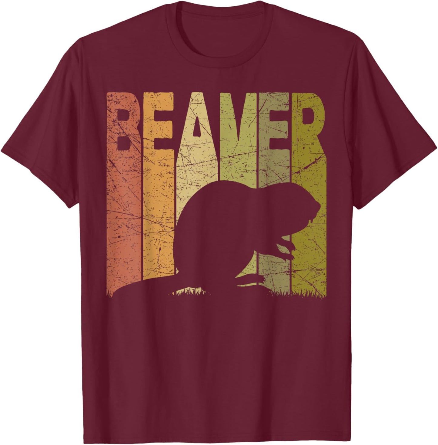 Beaver Vintage Beaver Lover Retro Beaver Rodent T-Shirt - T-Shirt | Maroon