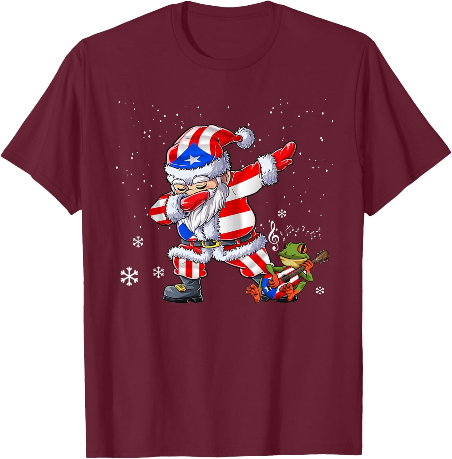 Dabbing Puerto Rico Santa Claus Christmas Boys Men Funny Dab T-Shirt - T-Shirt | Maroon