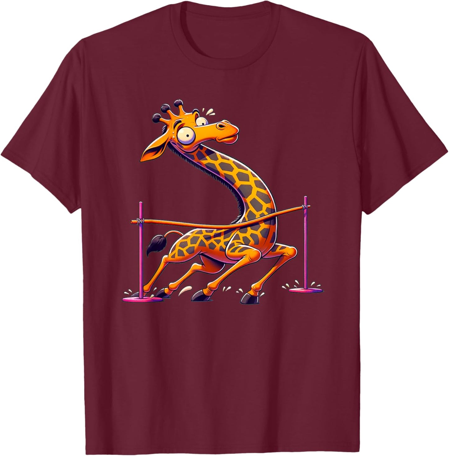 Funny Giraffe Limbo T-Shirt - T-Shirt | Maroon