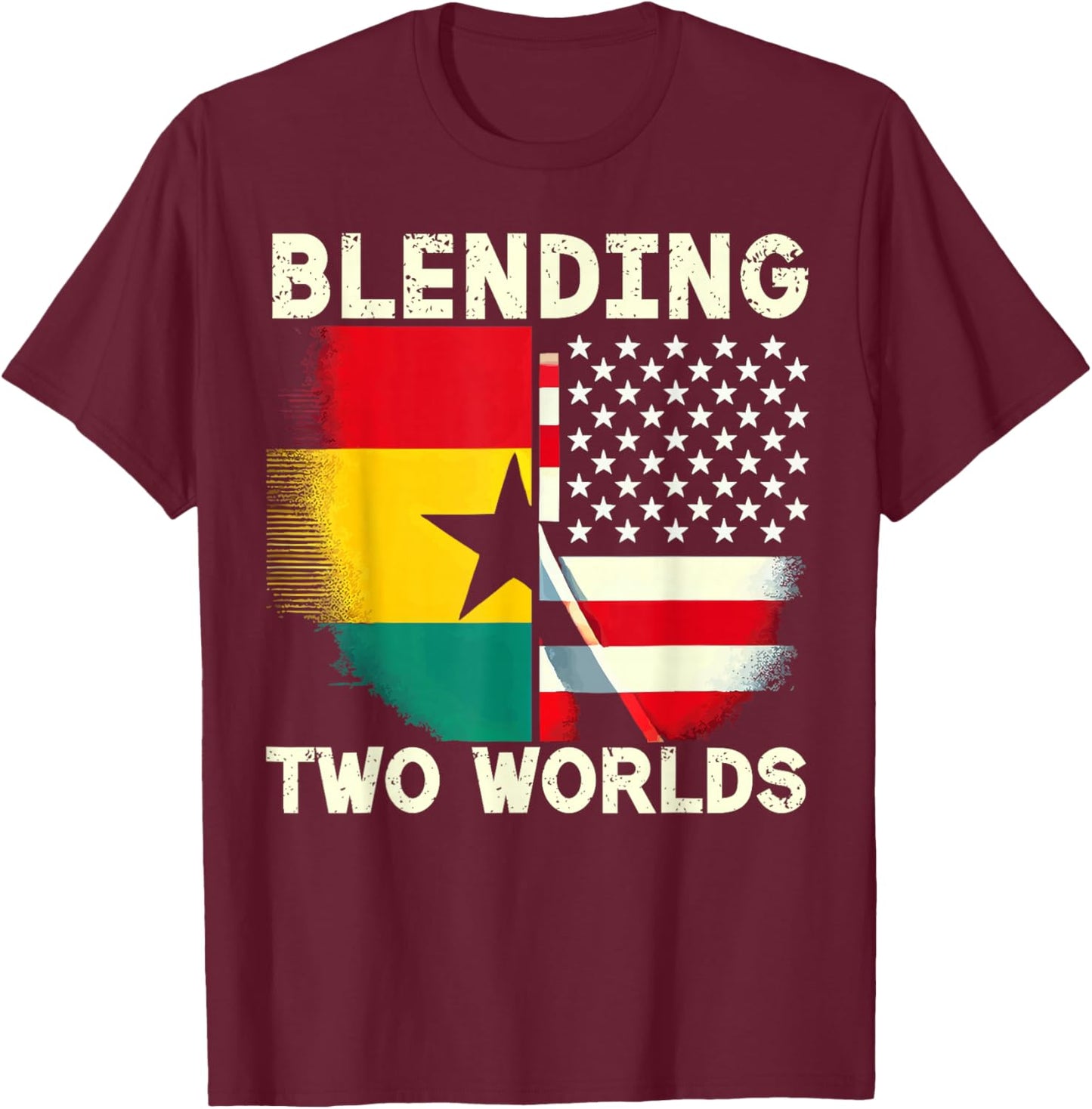 Half Ghanaian Half American USA Flag Ghana America T-Shirt - T-Shirt | Maroon