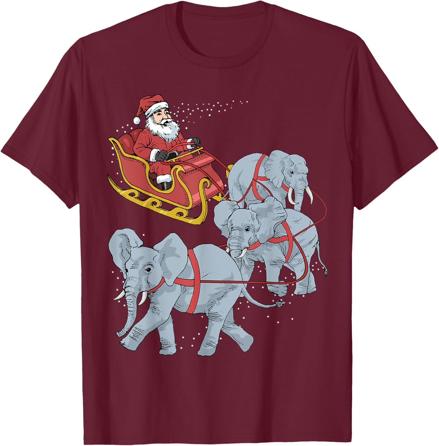 Elephant Christmas T-Shirt - T-Shirt | Maroon