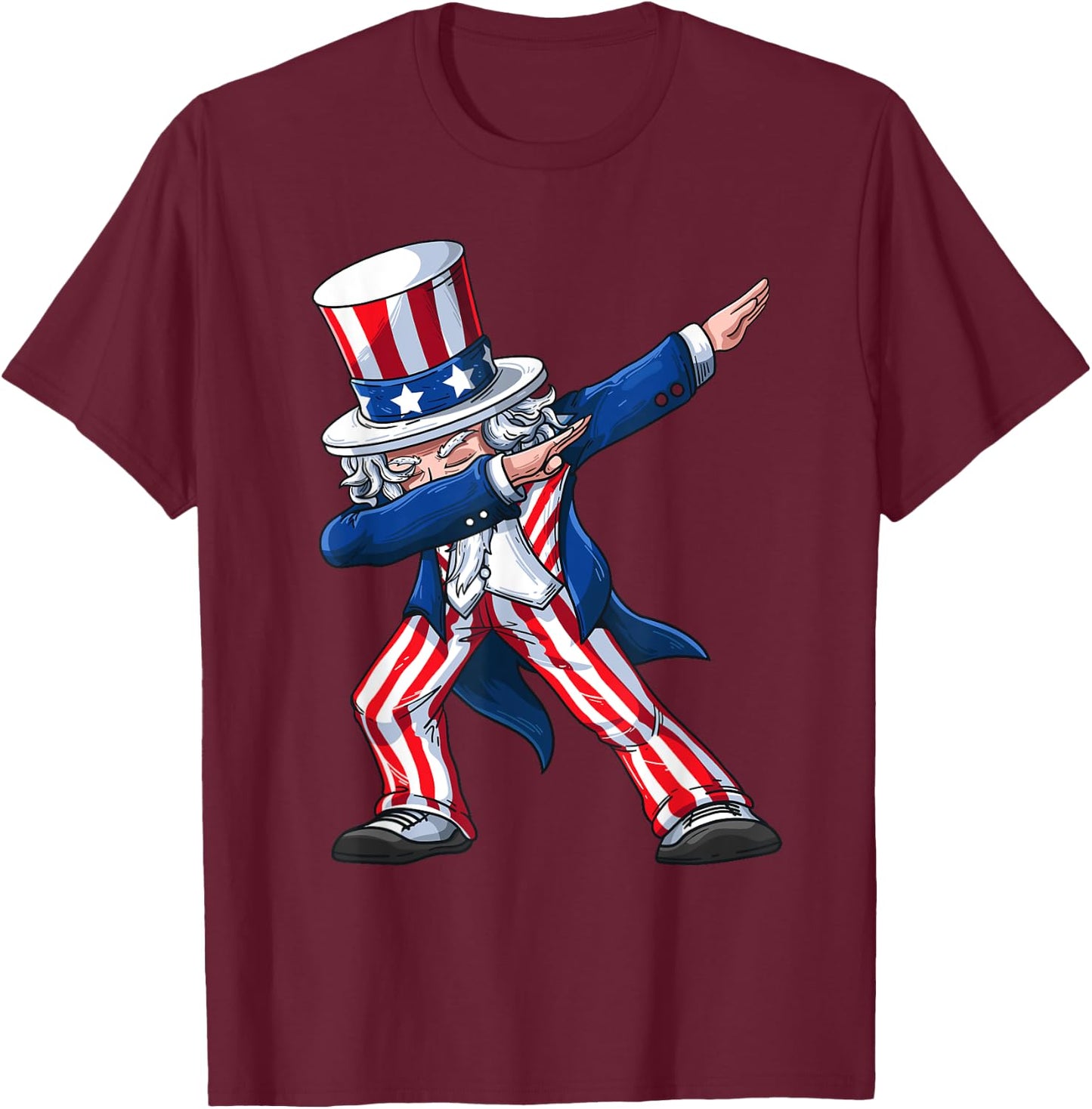 Dabbing Uncle Sam | Funny Dab Dance 4th Of July Gift T-Shirt - T-Shirt | Maroon