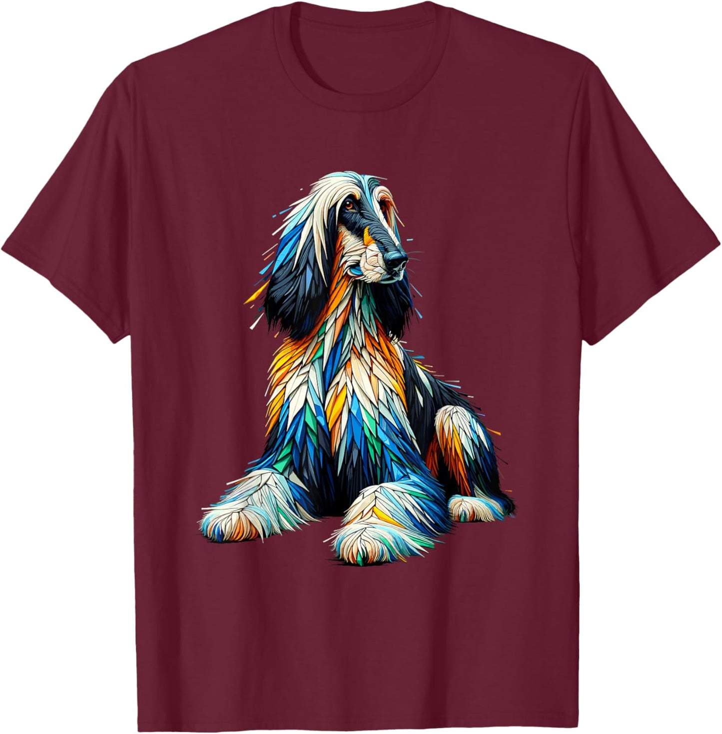 Afghan Hound Dog Gifts Afghan Greyhound Polygon Art Afghan Hound Dog T-Shirt - T-Shirt | Maroon