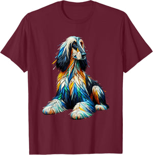 Afghan Hound Dog Gifts Afghan Greyhound Polygon Art Afghan Hound Dog T-Shirt - T-Shirt | Maroon