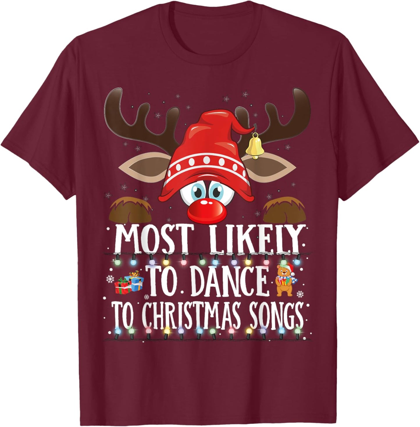 Christmas Matching Most Likely To Dance To Xmas Songs PJS T-Shirt - T-Shirt | Maroon