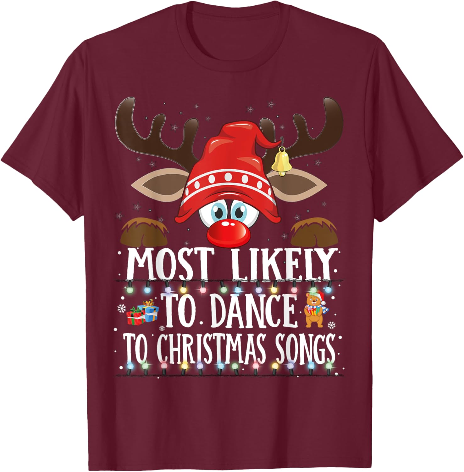 Christmas Matching Most Likely To Dance To Xmas Songs PJS T-Shirt - T-Shirt | Maroon