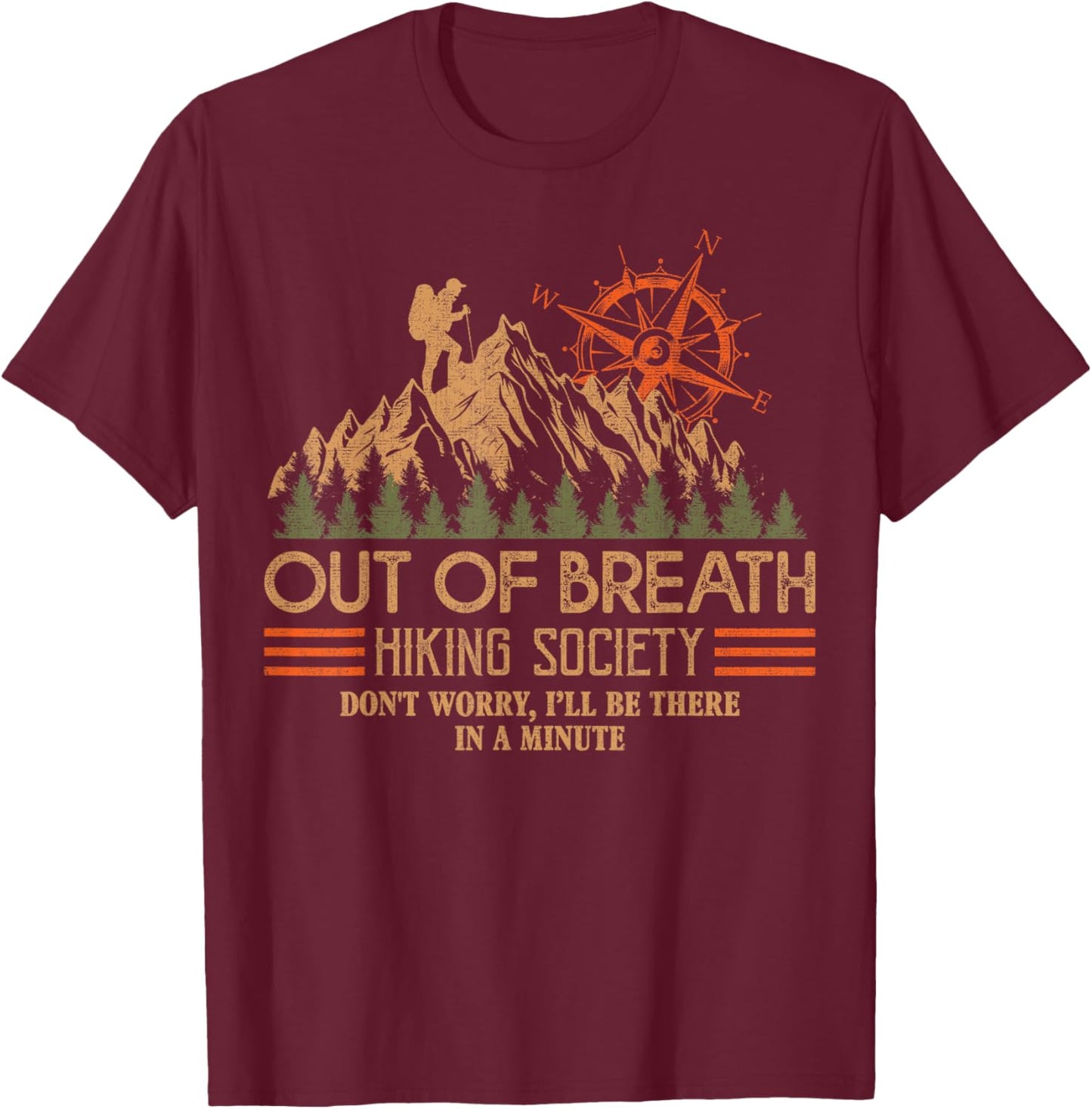 Out of Breath Hiking Society T-Shirt - T-Shirt | Maroon