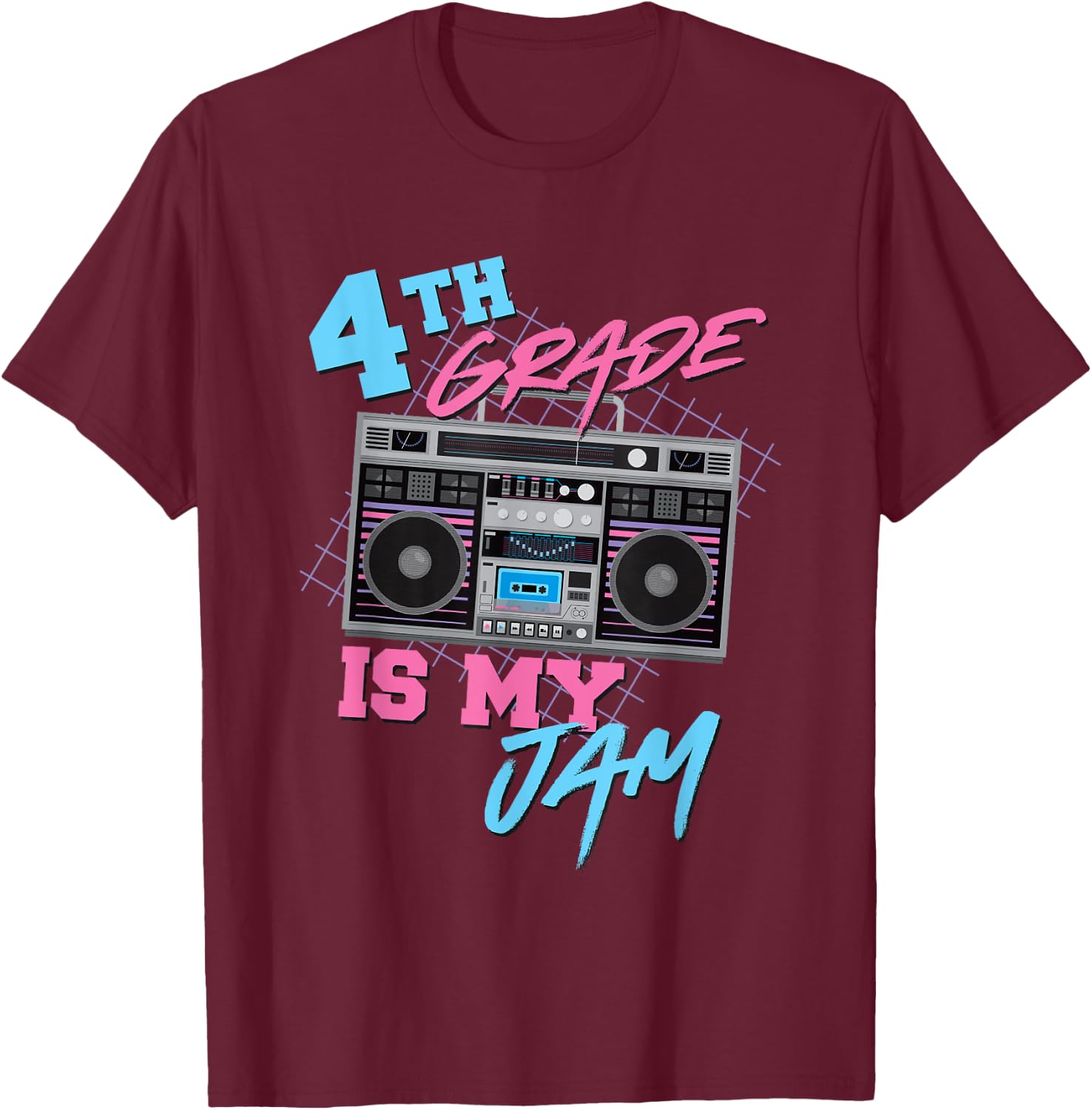 4th Grade Is My Jam - Vintage 80s Boombox Teacher Student T-Shirt - T-Shirt | Maroon