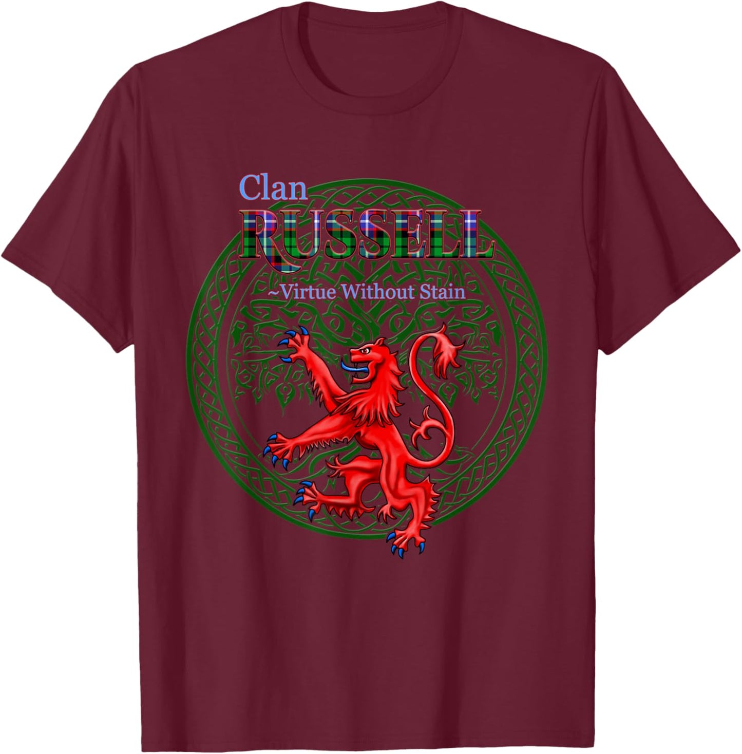 Russell Scottish Clan Pride Family Motto T-Shirt - T-Shirt | Maroon