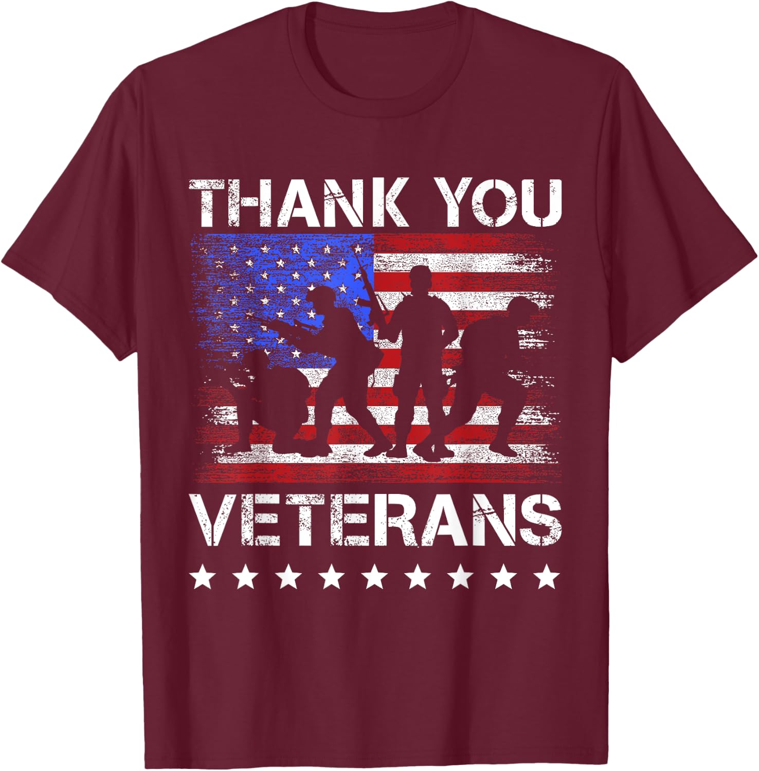Thank you veterans for proud military veterans day US flag T-Shirt - T-Shirt | Maroon