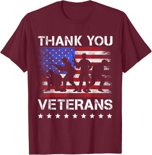 Thank you veterans for proud military veterans day US flag T-Shirt - T-Shirt | Maroon