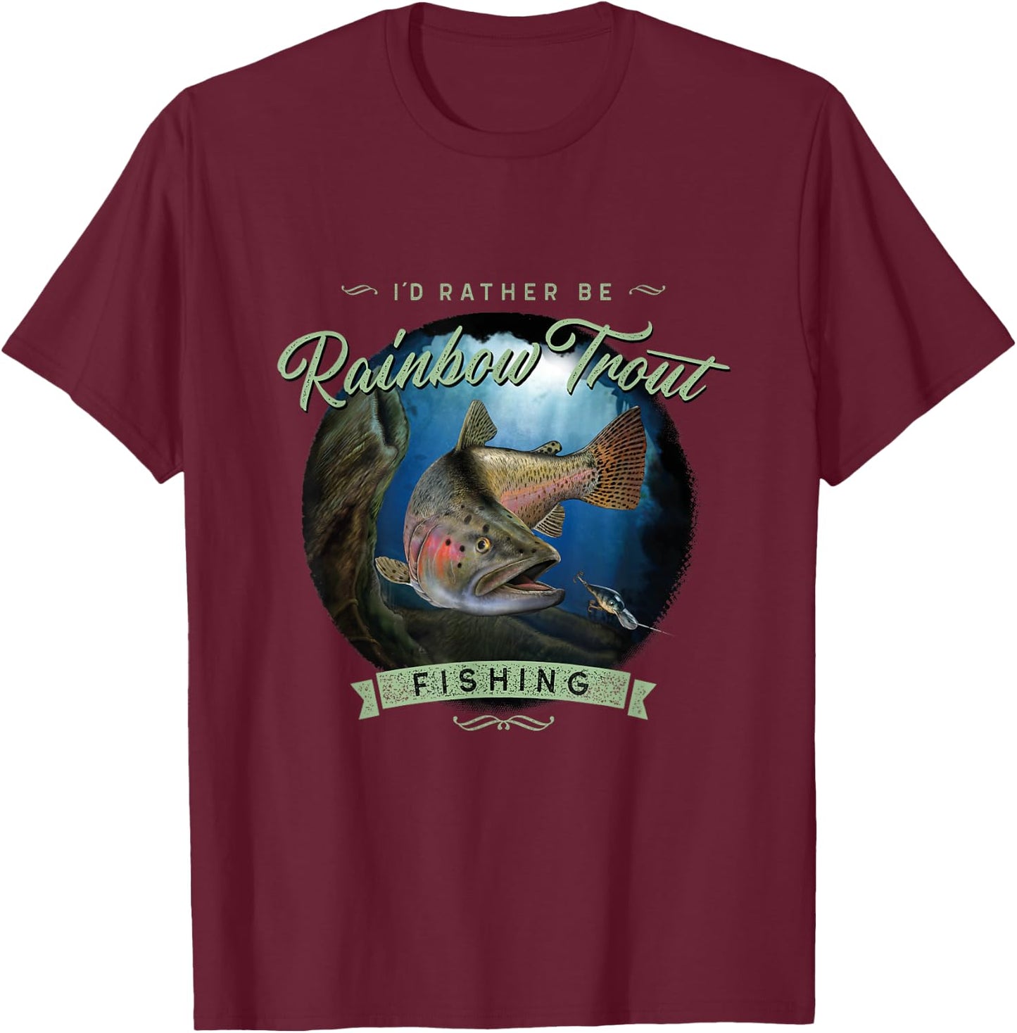 Vintage Look Rainbow Trout Fishing Gifts T-Shirt - T-Shirt | Maroon