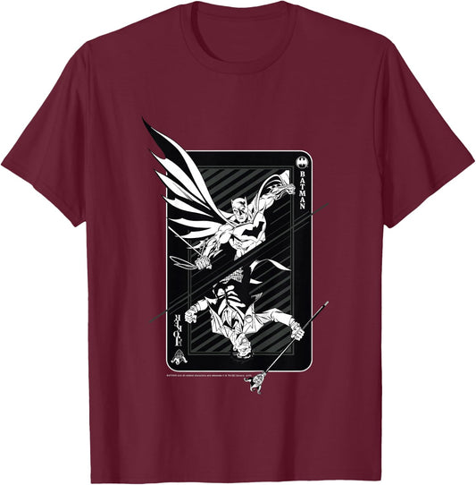 Kids DC Comics Batman And Joker Card Poster T-Shirt - T-Shirt | Maroon