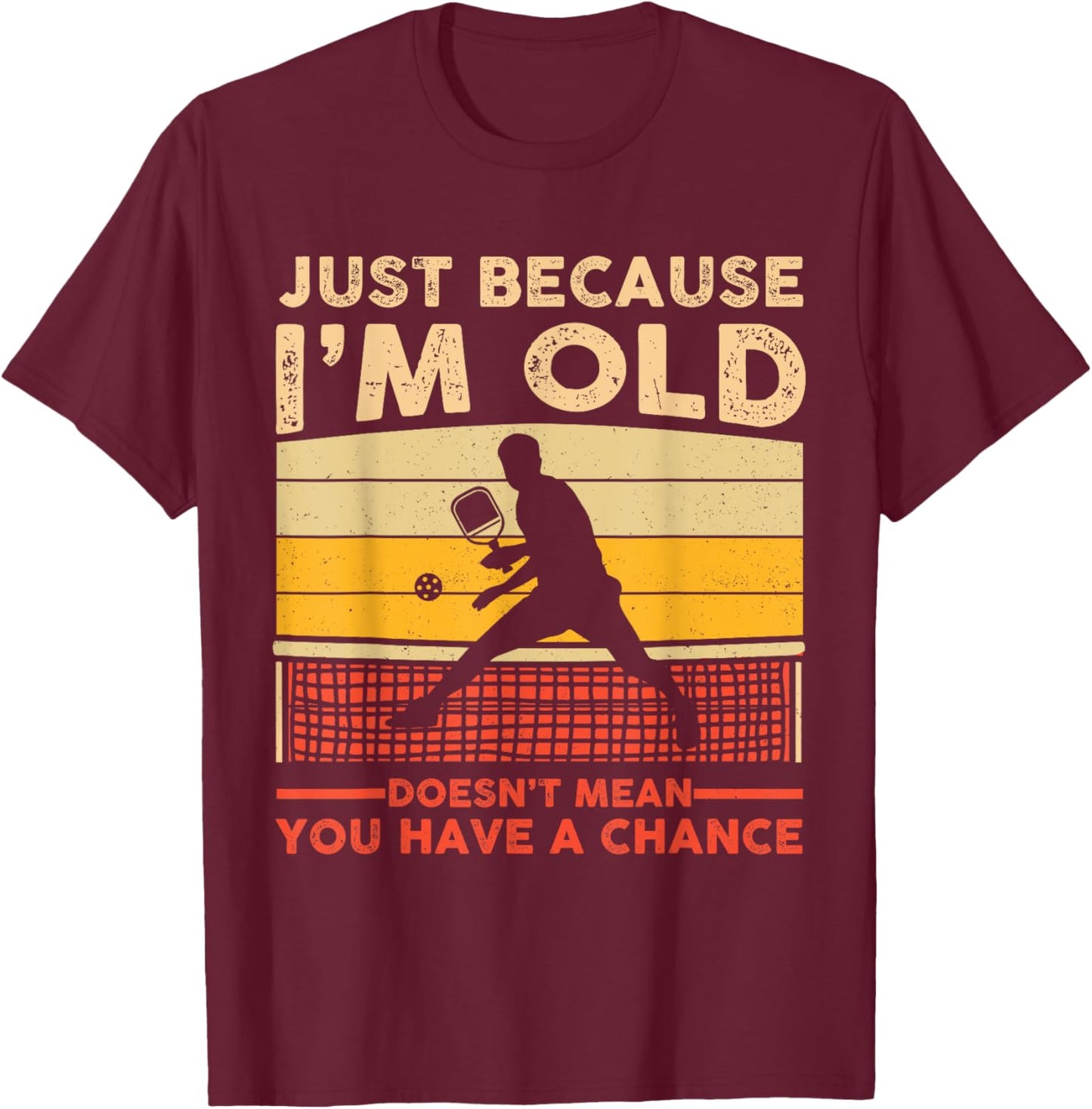 Funny Pickleball Old Man Women Paddle Pickleball Player T-Shirt - T-Shirt | Maroon