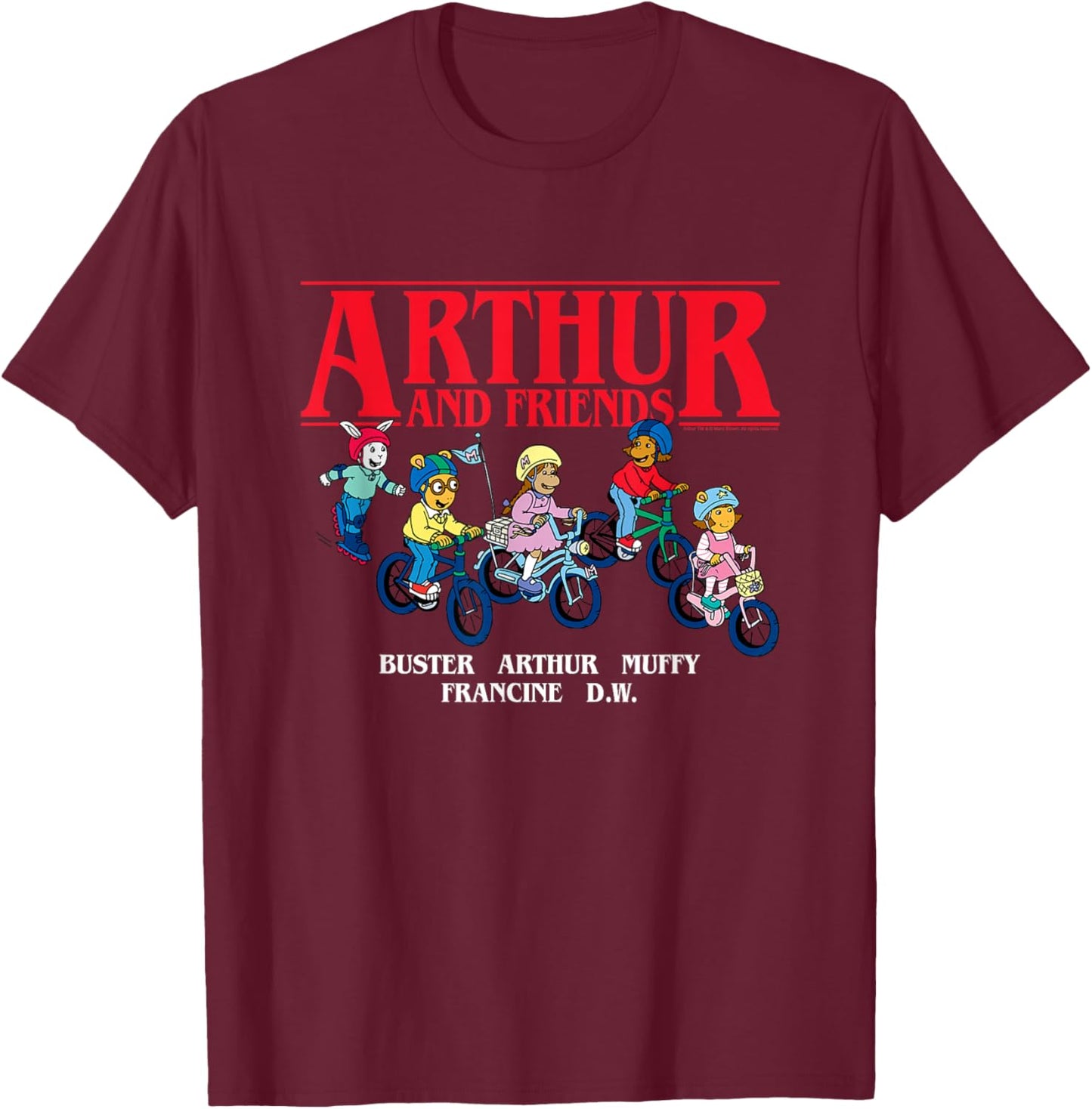 Arthur Arthur & Friends on Bikes T-Shirt - T-Shirt | Maroon
