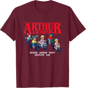 Arthur Arthur & Friends on Bikes T-Shirt - T-Shirt | Maroon