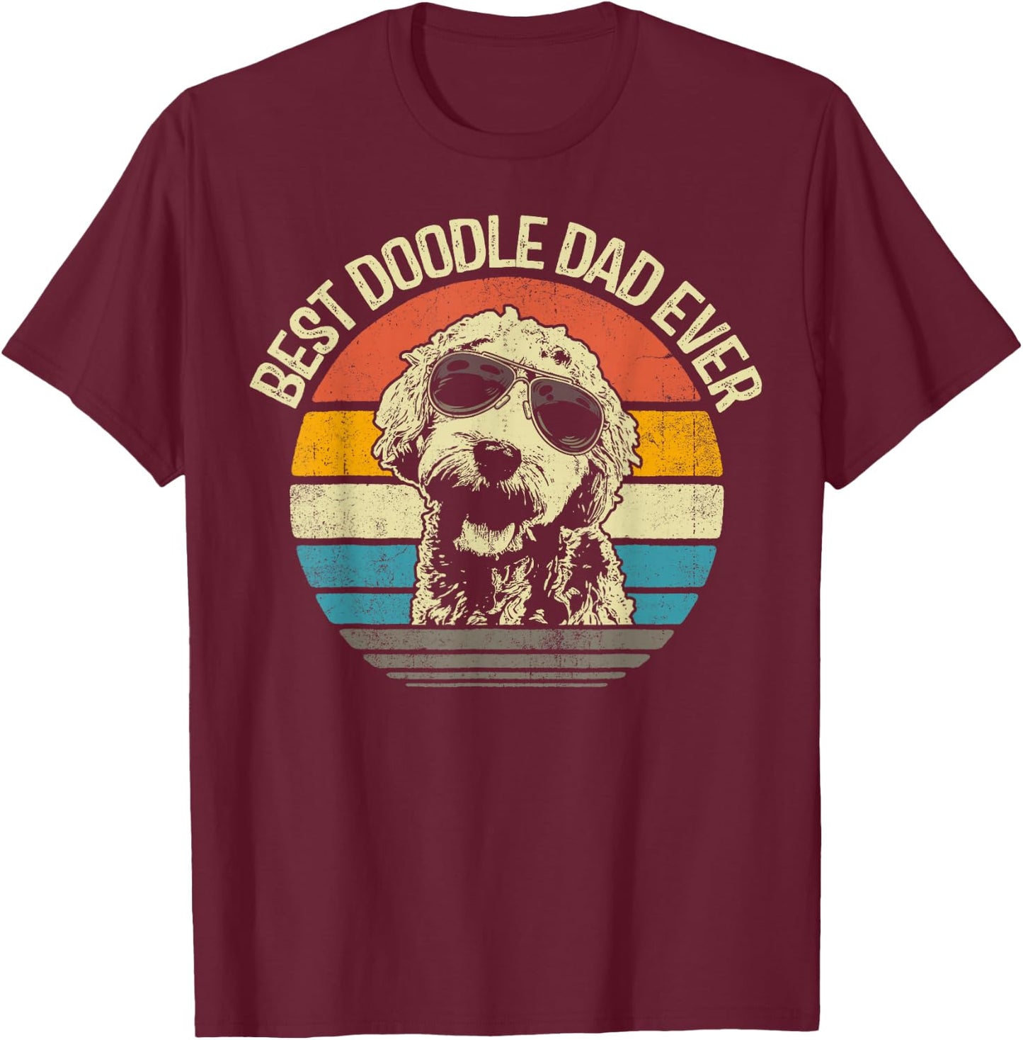 Best Doodle Dad Ever Funny Goldendoodle Dad Vintage Gifts T-Shirt - T-Shirt | Maroon