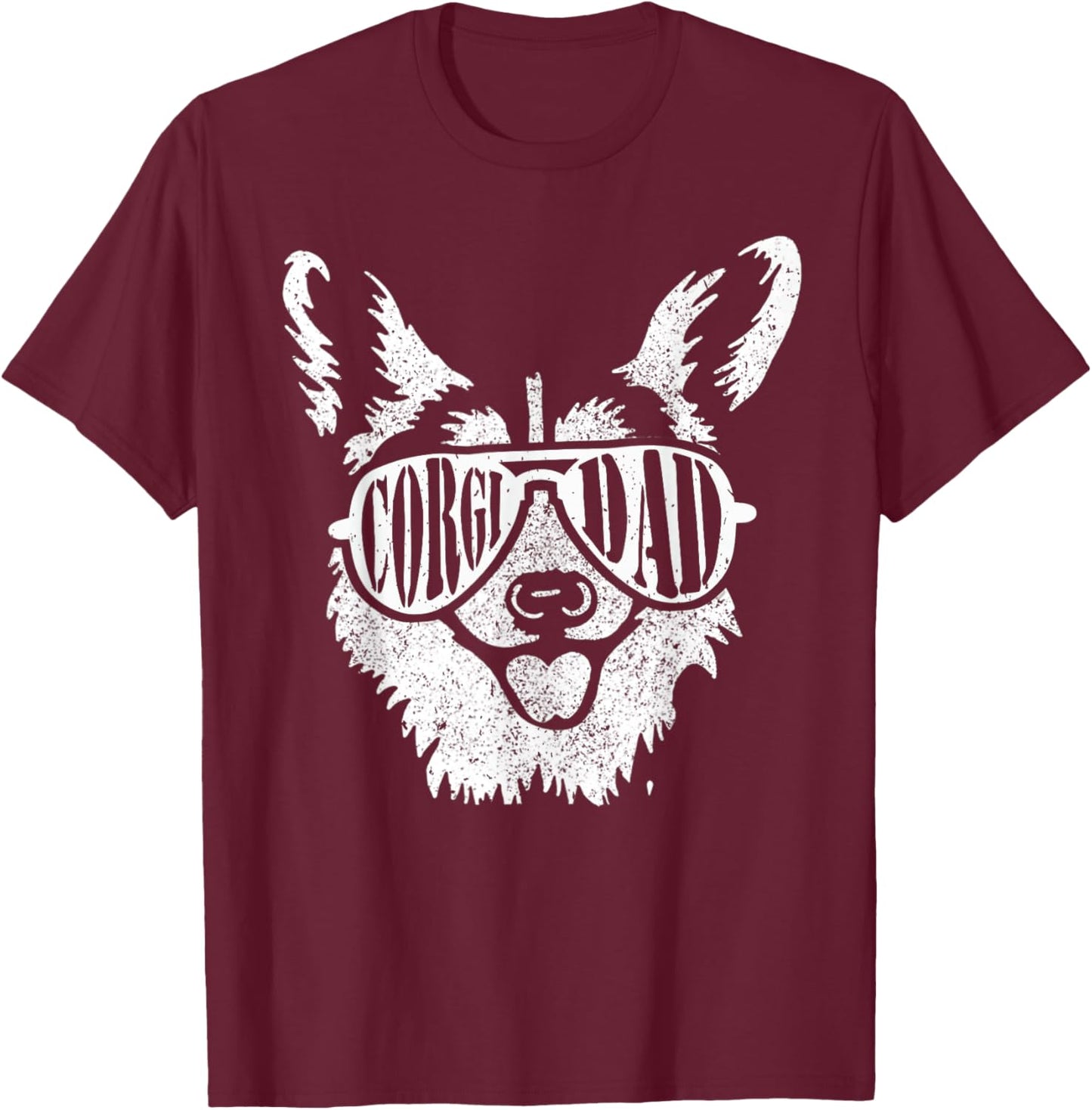 Retro Corgi Dad Gift Dog Owner Pet Welsh Corgi Fathers Day T-Shirt - T-Shirt | Maroon